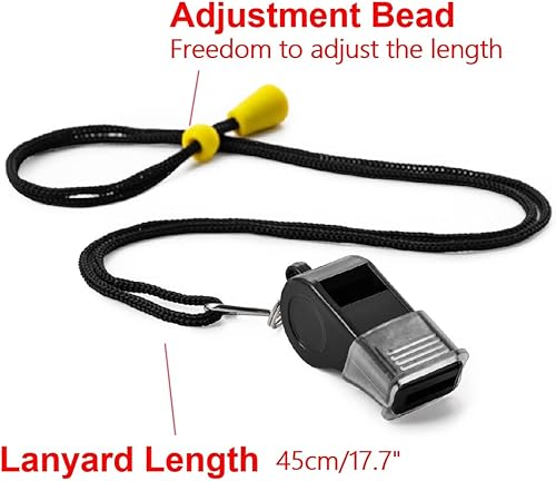 Miniatura 2 de Paquete de 12 silbatos deportivos con cordón para entrenadores, árbitros y oficiales, sonido fuerte y nítido