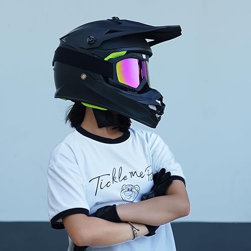 Miniatura 5 de Casco de Bicicleta de Tierra para Jóvenes Niños para Niños y Niñas, F001 Casco de Motocicleta de Cara Completa para Todoterreno ATV Conducción en