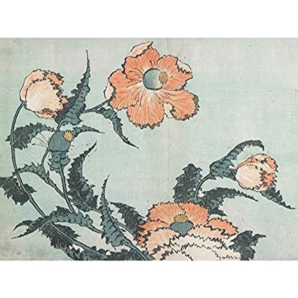Poppies 1833 Katsushika Hokusai Art Print Canvas Premium Wall Decor Poster Mural