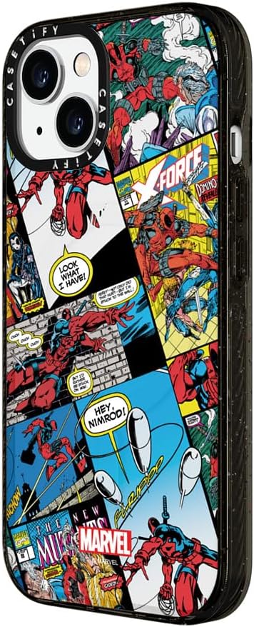 CASETiFY Impact iPhone 15 Case [Deadpool & Wolverine Co-Lab / 6.6ft Drop Protection/Magsafe] - Comic Collage case - Clear Black