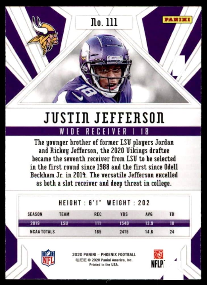 Amazon.com: 2020 Panini Phoenix Fire Burst #111 Justin Jefferson
