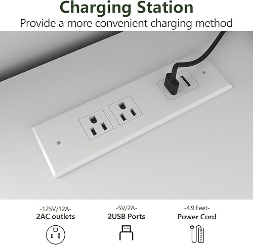 Miniatura 3 de Cómoda de 6 cajones con toma de corriente, Cómoda con luz LED, Cajonera moderna para armario, Organizador de cajones doble ancho para dormitorio,