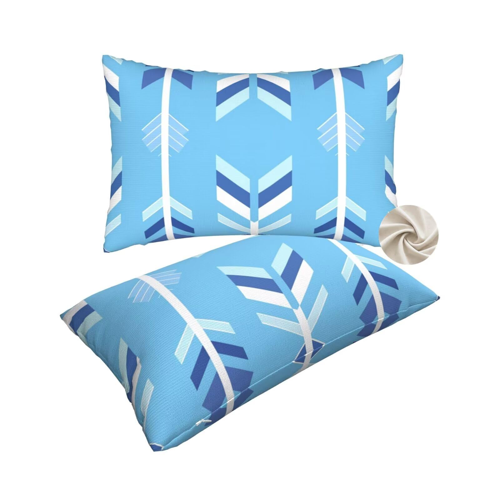 Douce housse de coussin géométrique bleu 50x80 cm aux finitions soignées