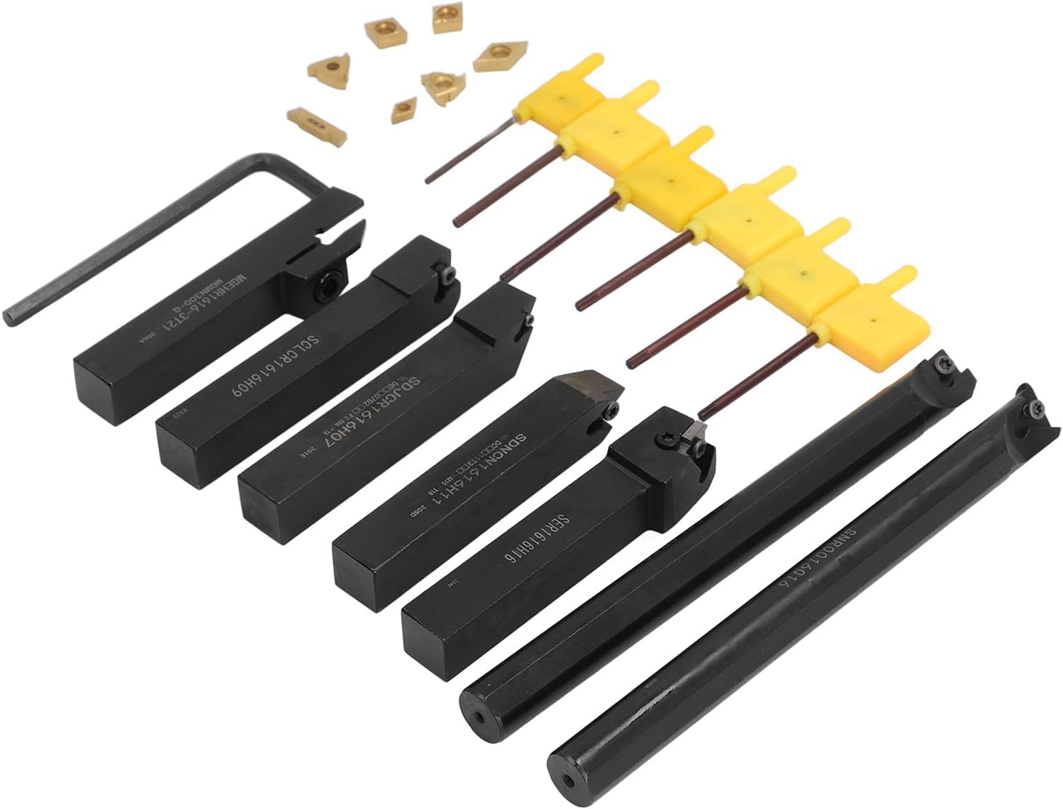 Alloy Steel Turning Tool Insert Holder Set, 16mm Tools Series Model for SDNC1616H11 SNROO16Q16 S16Q SCLCR09 SER1616H16, With 7 Different Angles, For Various Machining
