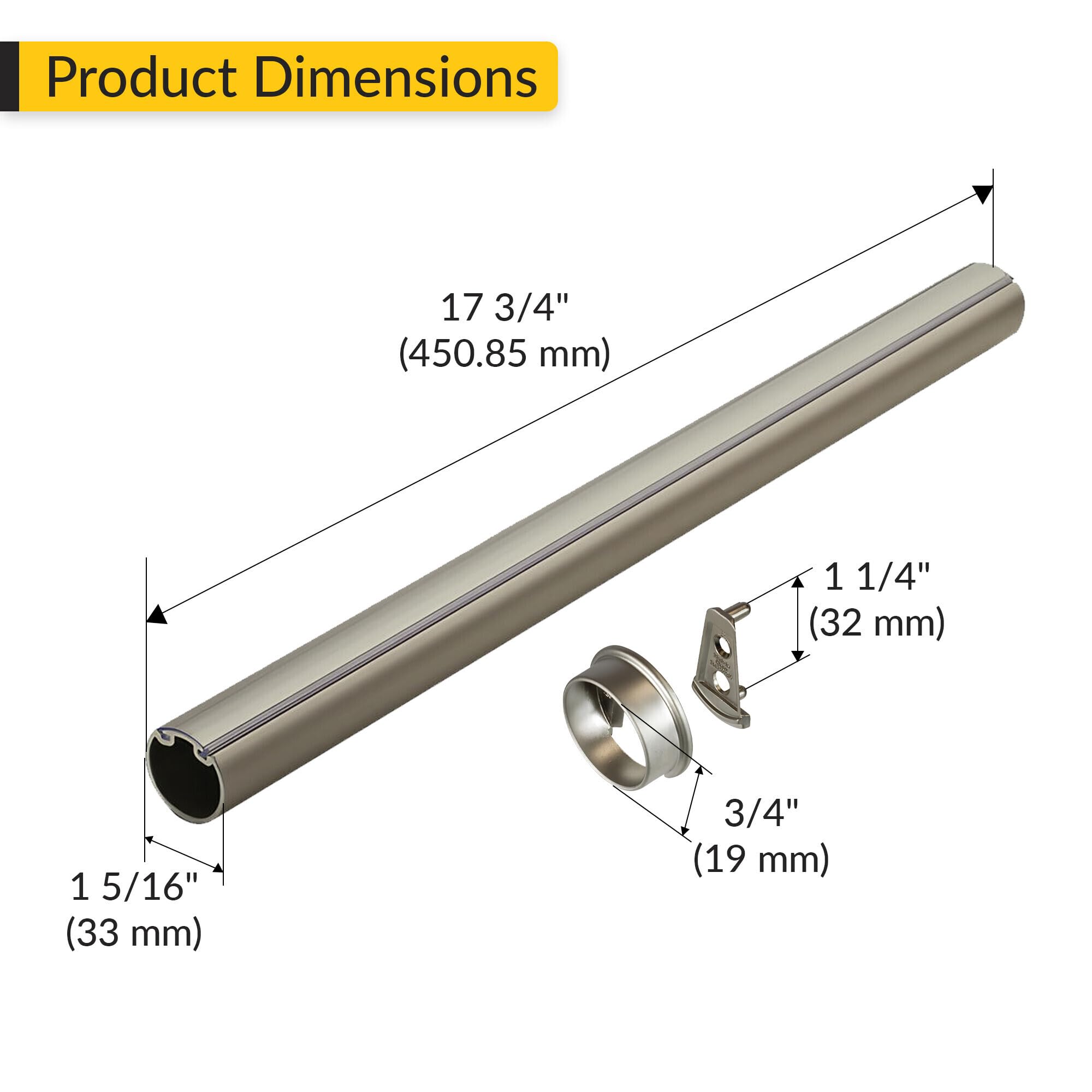 Brixwell QIKE-026 Round Wardrobe Tube with Supports 17 3/4