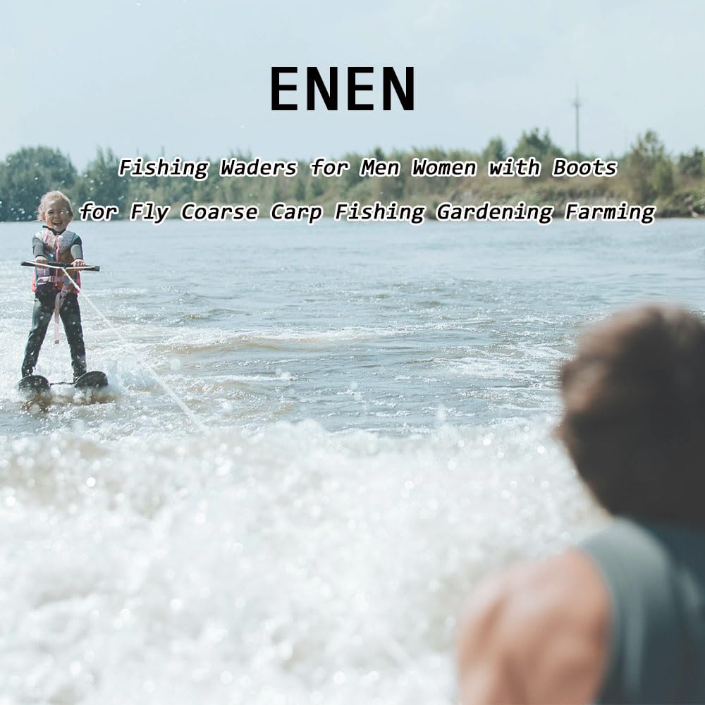 ENEN Waders Peche Homme Femme 36-46, Cuissarde de Peche Grande Taille, Nylon Composite PVC Pantalon de Bassin avec Bottes en Caoutchouc Antidérapant