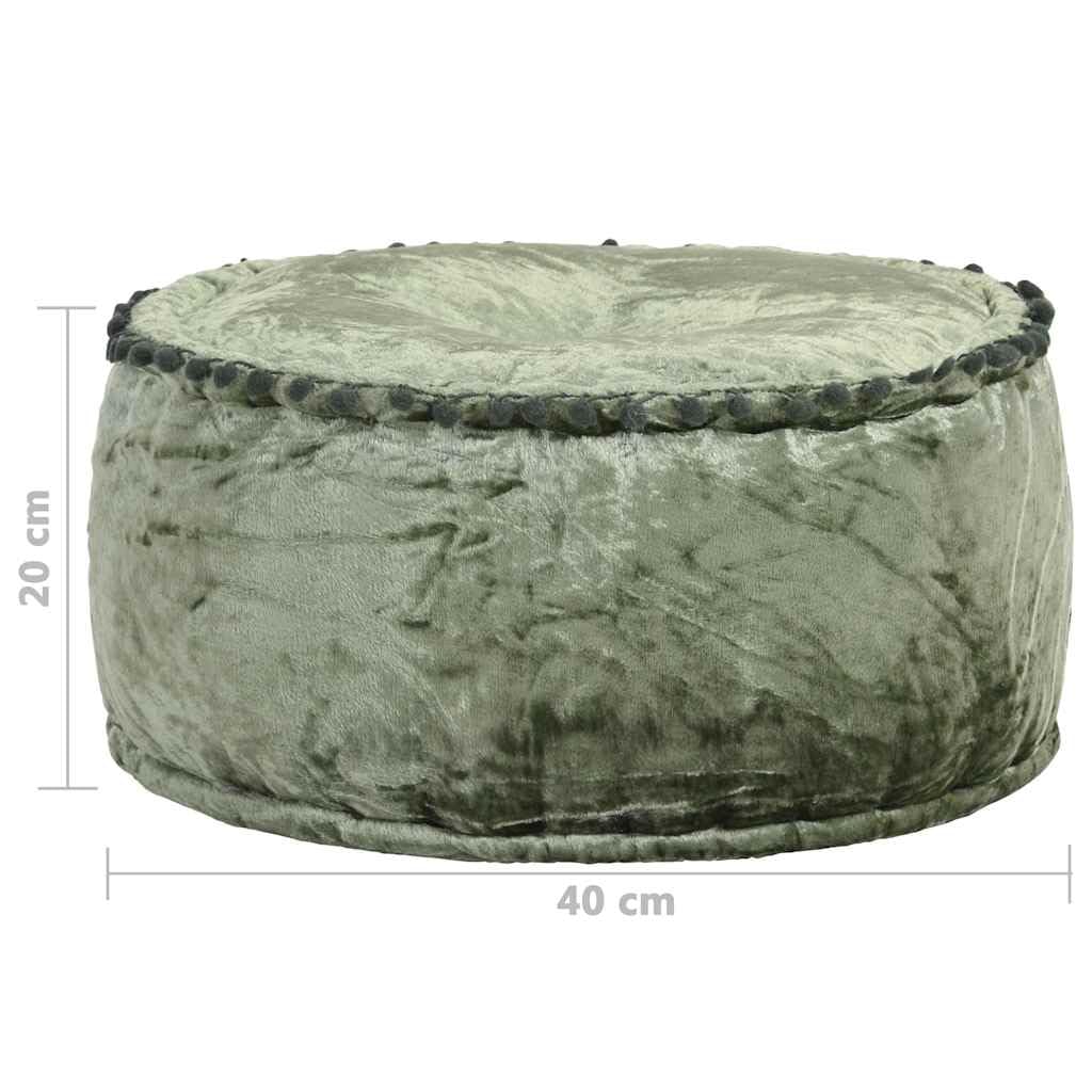 Pouf rotondo in velluto, 40 x 20 cm, colore: verde