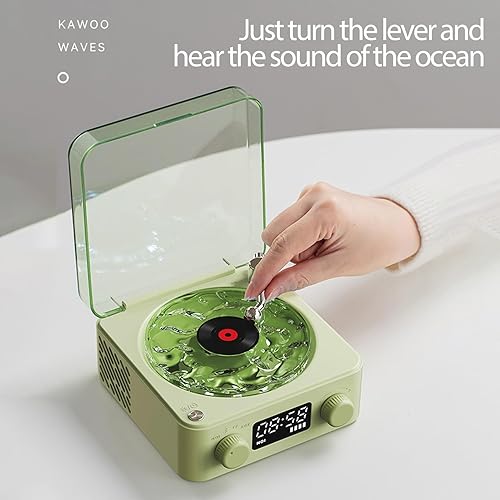 Miniatura 2 de Vikye Altavoz estilo tocadiscos con altavoz pequeño con pantalla de hora y luz nocturna, altavoz multifunción para dormitorios, salas de estar,