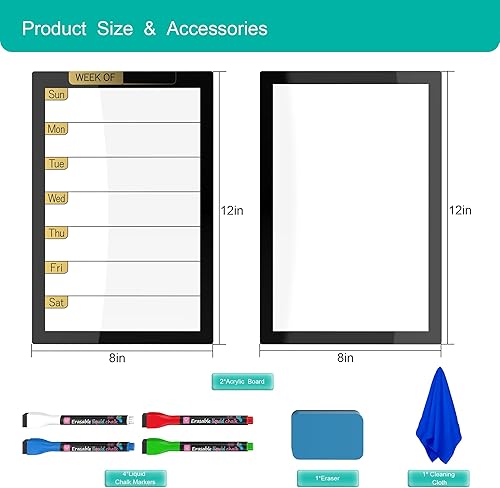 Miniatura 4 de Hemsyc Pizarra blanca de borrado en seco de 16 x 12 pulgadas para colgar en la pared con 1 estante acrílico, 1 borrador, 3 marcadores, 1 trapo, 4