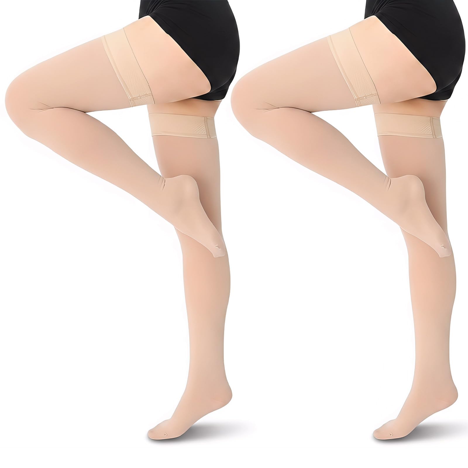 22-32 mmHg Medizinische Kompressionsstrümpfe Damen & Herren Klasse 2,Oberschenkel Stützstrümpfe mit Silikonband- Geschlossene Thrombosestrümpfe für Flug,Schwangerschaft,Krampfadern & Ödeme