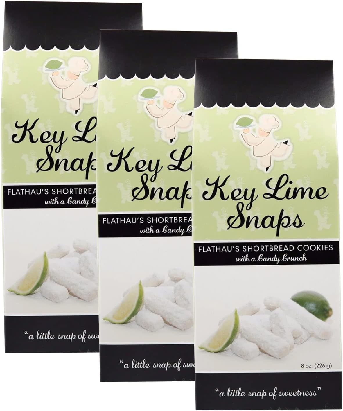 Flathau’s Fine Foods, Gourmet Shortbread Cookies, Handcrafted All Natural Artisan Bites, Southern-Baked Sweet Snaps with a Buttery Finish (8 Ounce(3 Boxes), Key Lime)