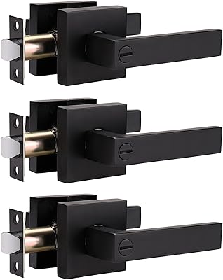 Probrico Flat Black Front Entry Door Handle With Single Cylinder Deadbolt Combo