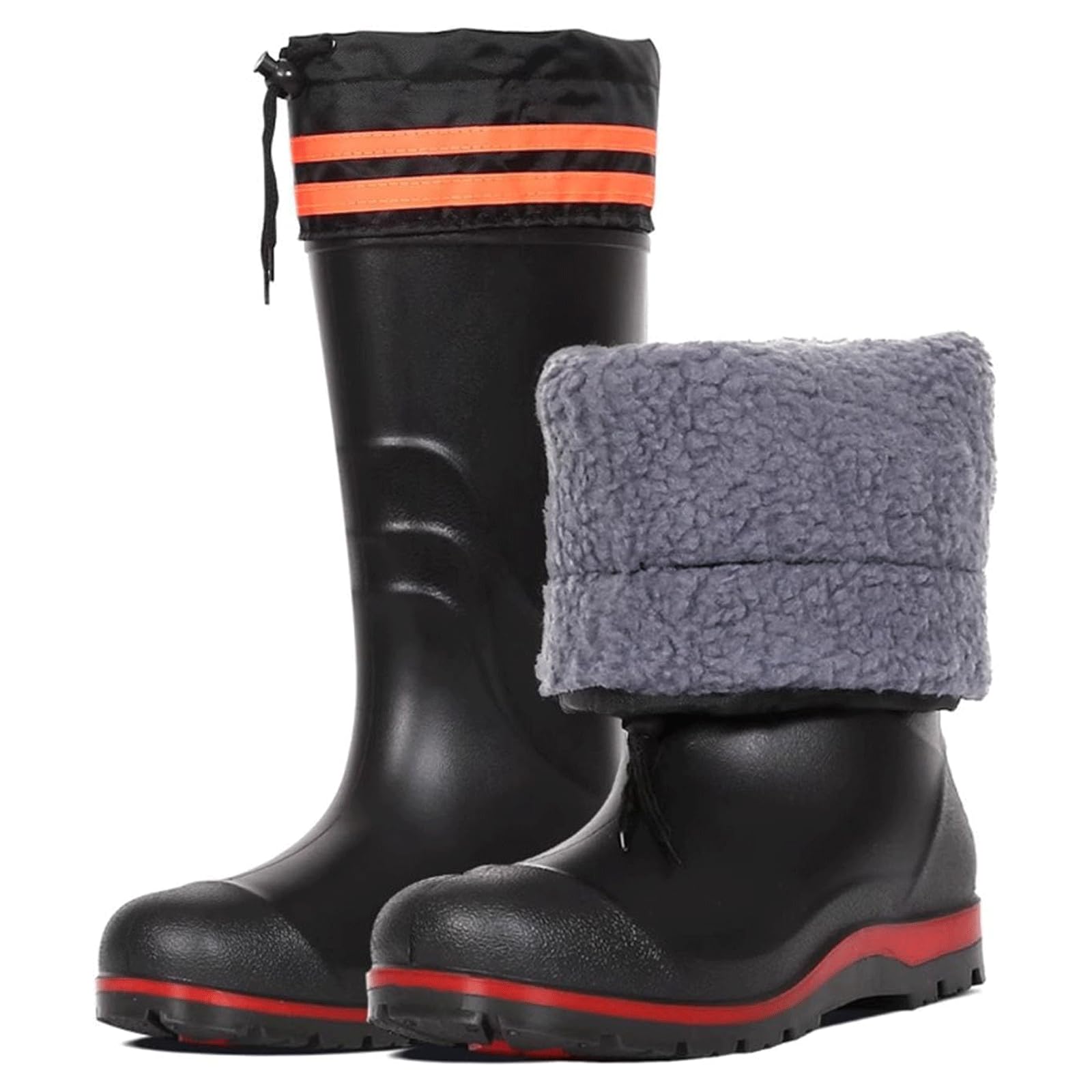 FAXIOAWA Botas gruesas de pesca para vadear, botas de invierno cálidas para la cadera con tiras reflectantes para trabajo agrícola