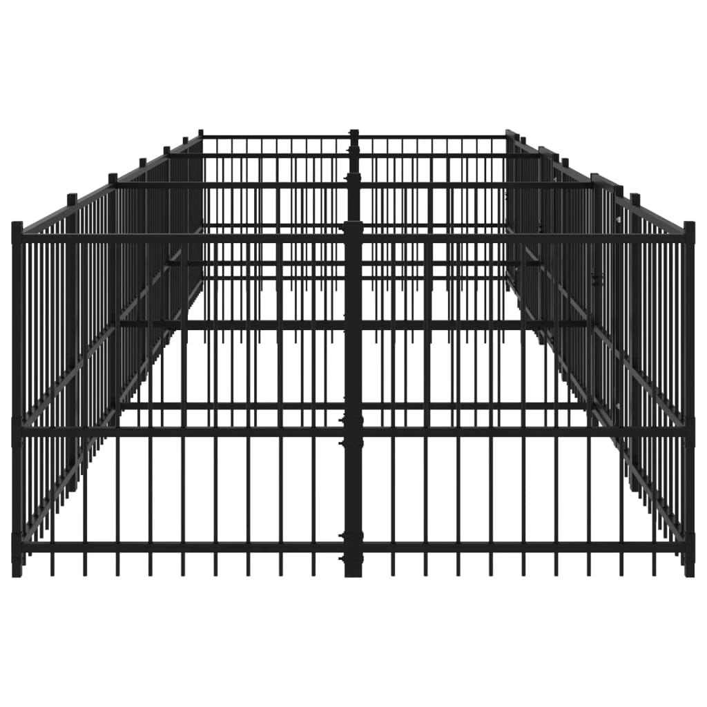 Perrera para perros de acero con recubrimiento en polvo, 11,26 m², con puerta giratoria, protección y seguridad para cachorros en el jardín interior y exterior