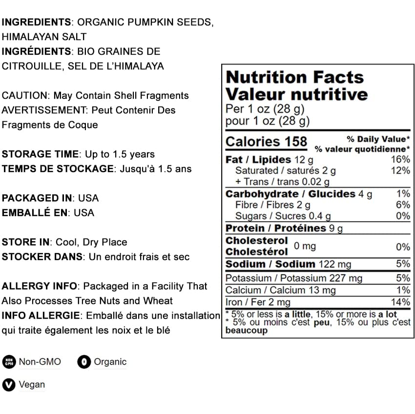 Miniatura 4 de Semillas de calabaza germinadas orgánicas con sal del Himalaya 8 onzas sin OMG ligeramente saladas crudas aptas para keto y paleo veganas a granel