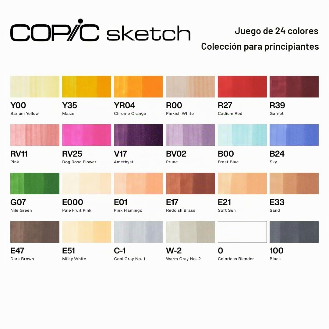 COPIC Sketch Set «Starter Set», 24 piezas en estuche, rotulador doble con punta mediana y punta de pincel