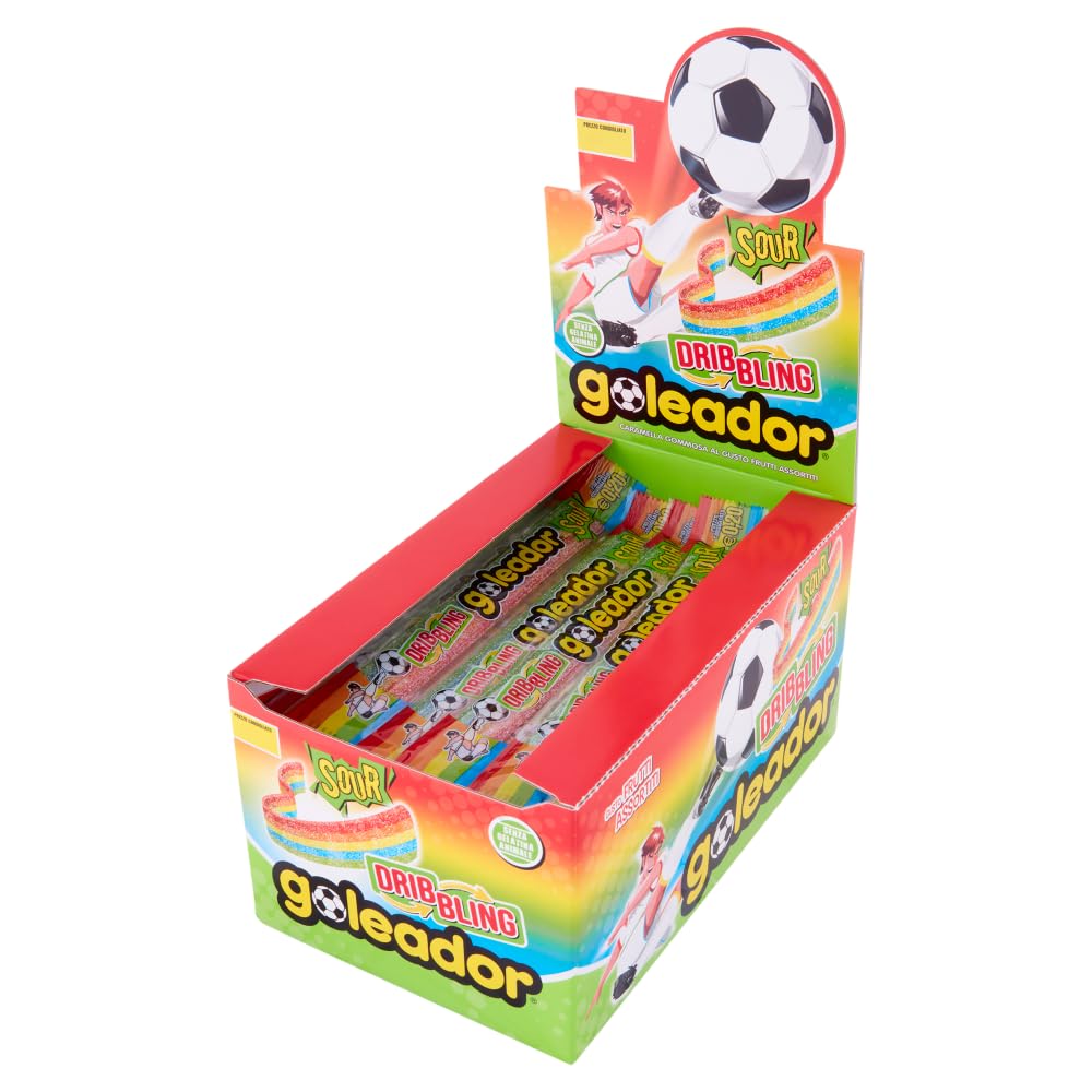 Goleador Dribbling Rainbow, Caramelle Gommose, Gusto Frutti Assortiti Frizzanti, Sour, Confenzione da 144 Pezzi Monoporzione, Incartati Singolarmente, Ottime da Condividere