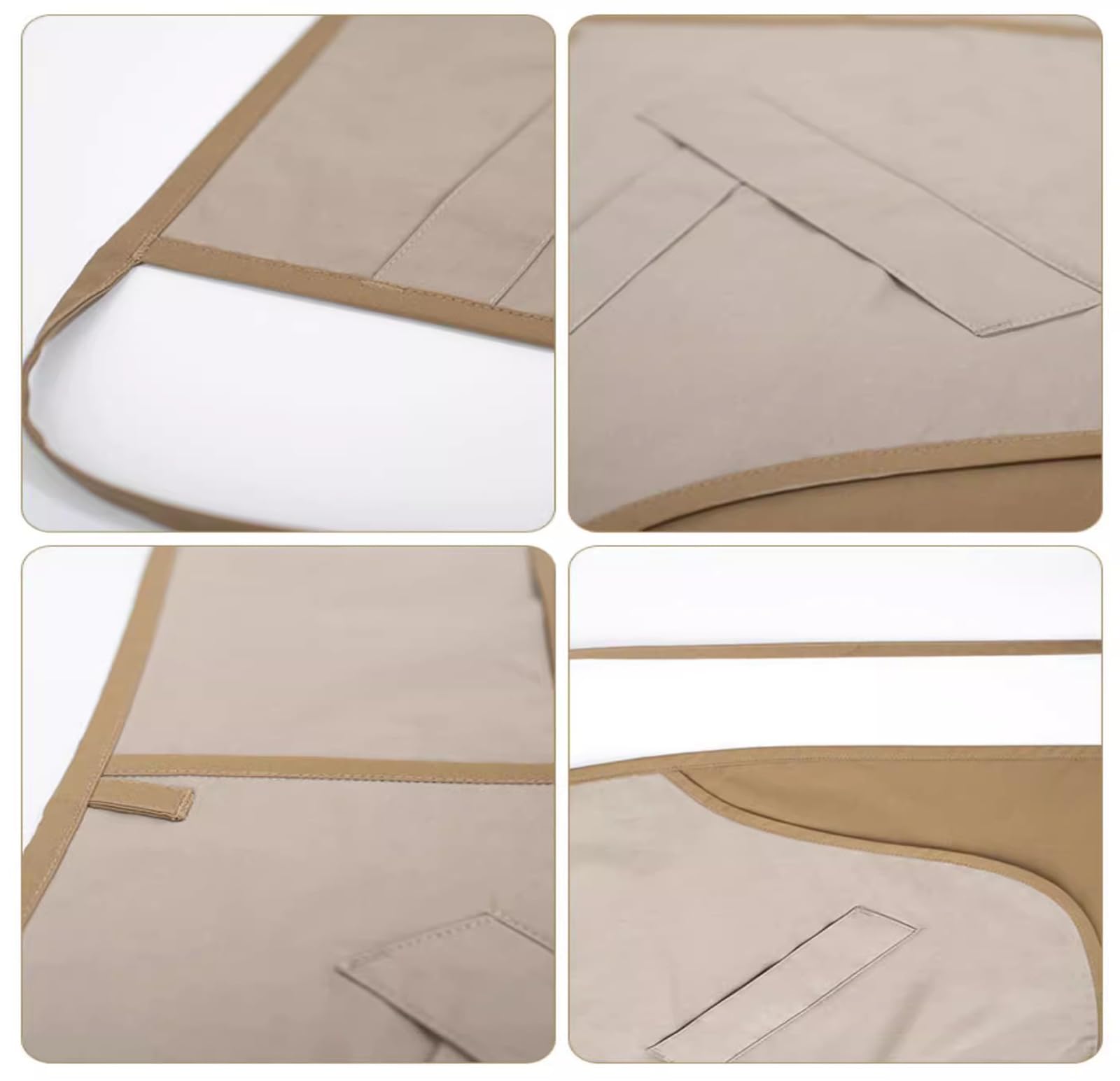 Delantal Cocina Mujer Hombre Mandil Camarero Largo Delantales De Cintura con 4 Bolsillos para Chef Restaurante BarBrown,One Size