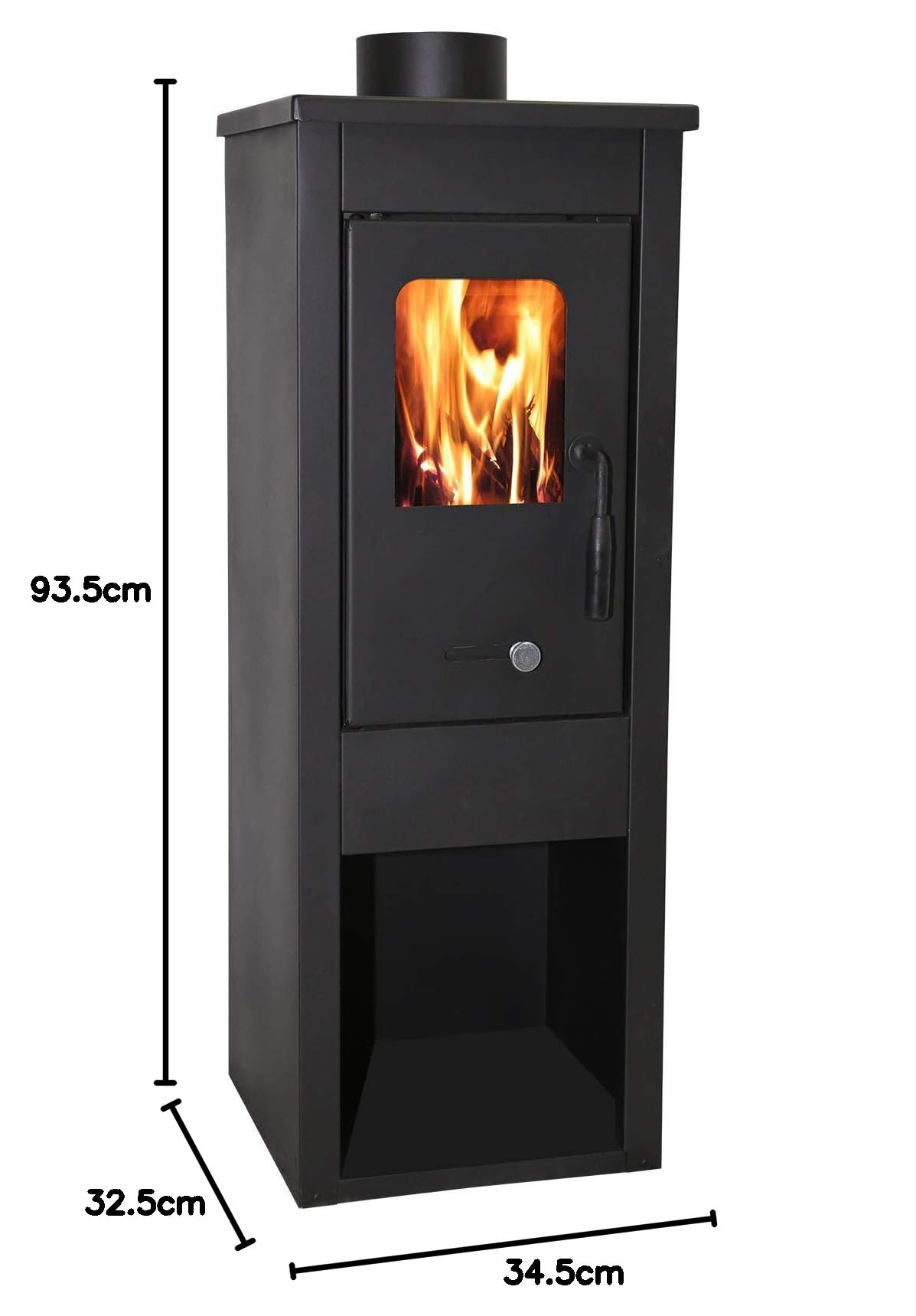 Stufa a Legna e Carbone"ERA" in Acciaio Verniciato 7 Kw Caminetto con Vetro Ceramico h 94 Cm Produzione Made in Italy 2 Anni di Garanzia Riscaldamento Casa (STUFA NERA, 7 KW)