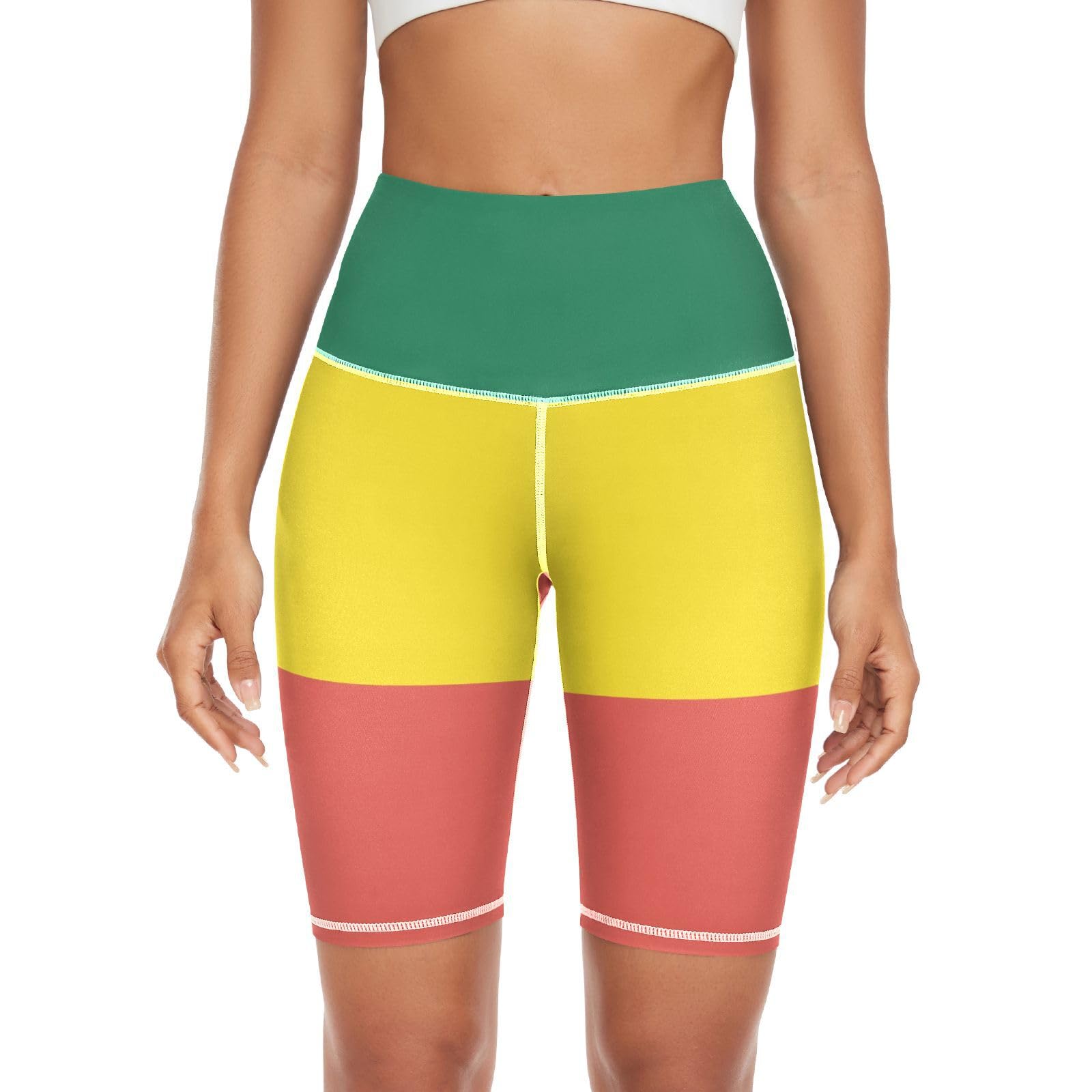 NCRJCZQL Ethiopian Flag Women's Biker Shorts High Waist Yoga Leggings