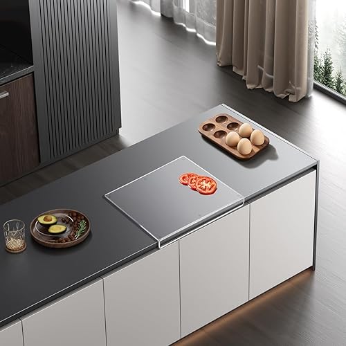 Miniatura 4 de Tablas de cortar acrílicas para cocina, tabla de cortar transparente con borde para protector de encimera, tabla de cortar transparente