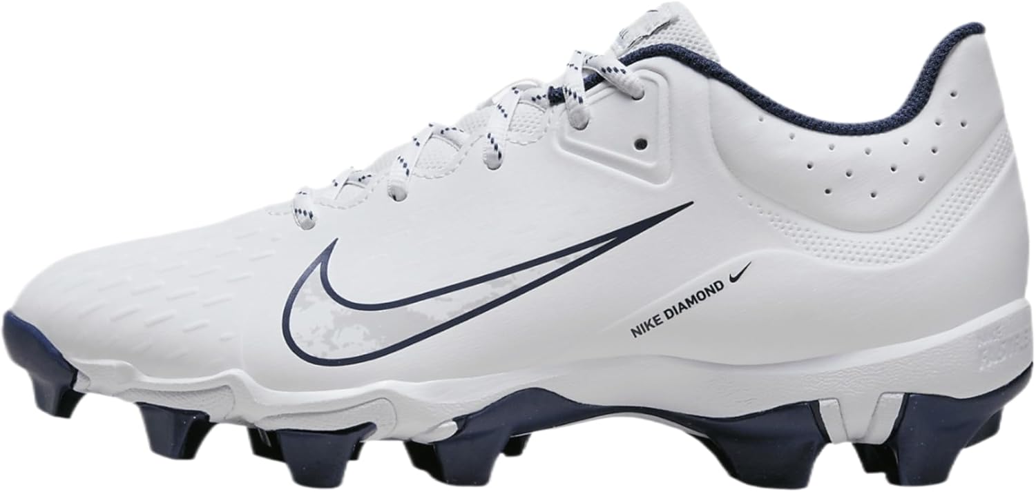 Nike Hyperdiamond 4 Keystone Women's Softball Cleats (FZ0920-103, White/Pure Platinum/Midnight Navy) Size 12