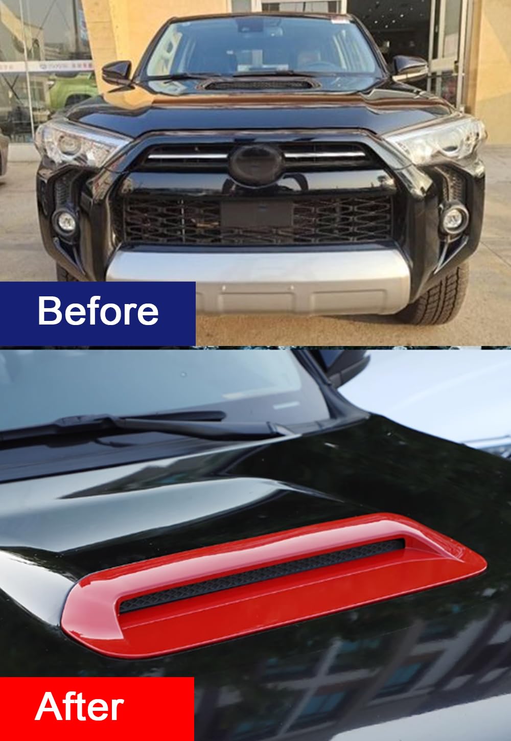 ERIDANUS Auto Accessories Fit for Toyota 4runner 2010-2023 Front Hood Scoop Vent Cover Bonnet Trim (Red) ABS 1 PCS