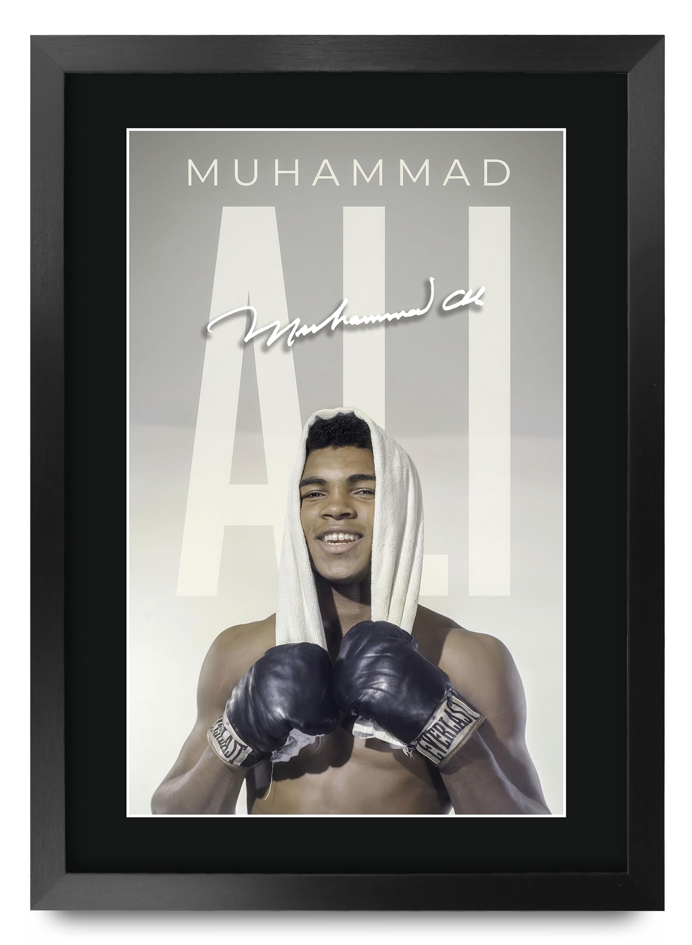 HWC Trading Muhammad Ali Boxing Gifts Printed Signed Autograph Poster for Boxer Memorabilia Fans (ID-000190) - A3 Framed