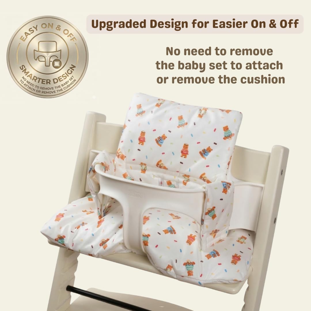 Waterproof & Compatible Stokke Tripp Trapp Cushion Set Made Fabric from Korea 100% Cotton Stokke Tripp Trapp High Chair Cushion Set (Teddy Bear / 49.5 Counts)