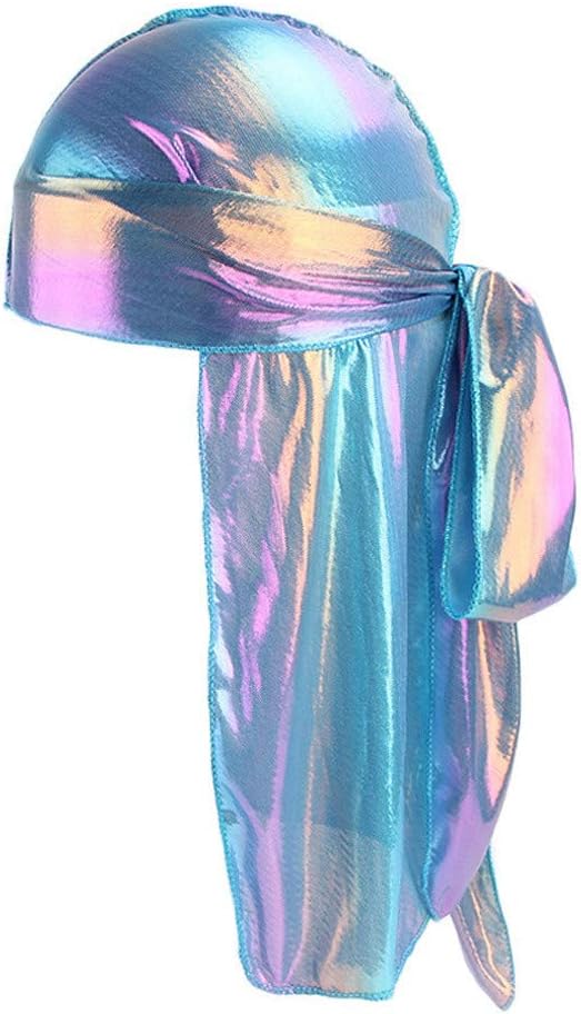 Viewk Womens Silk Polyester Bandana Hat Durag Rag Tail Headwrap Headwear