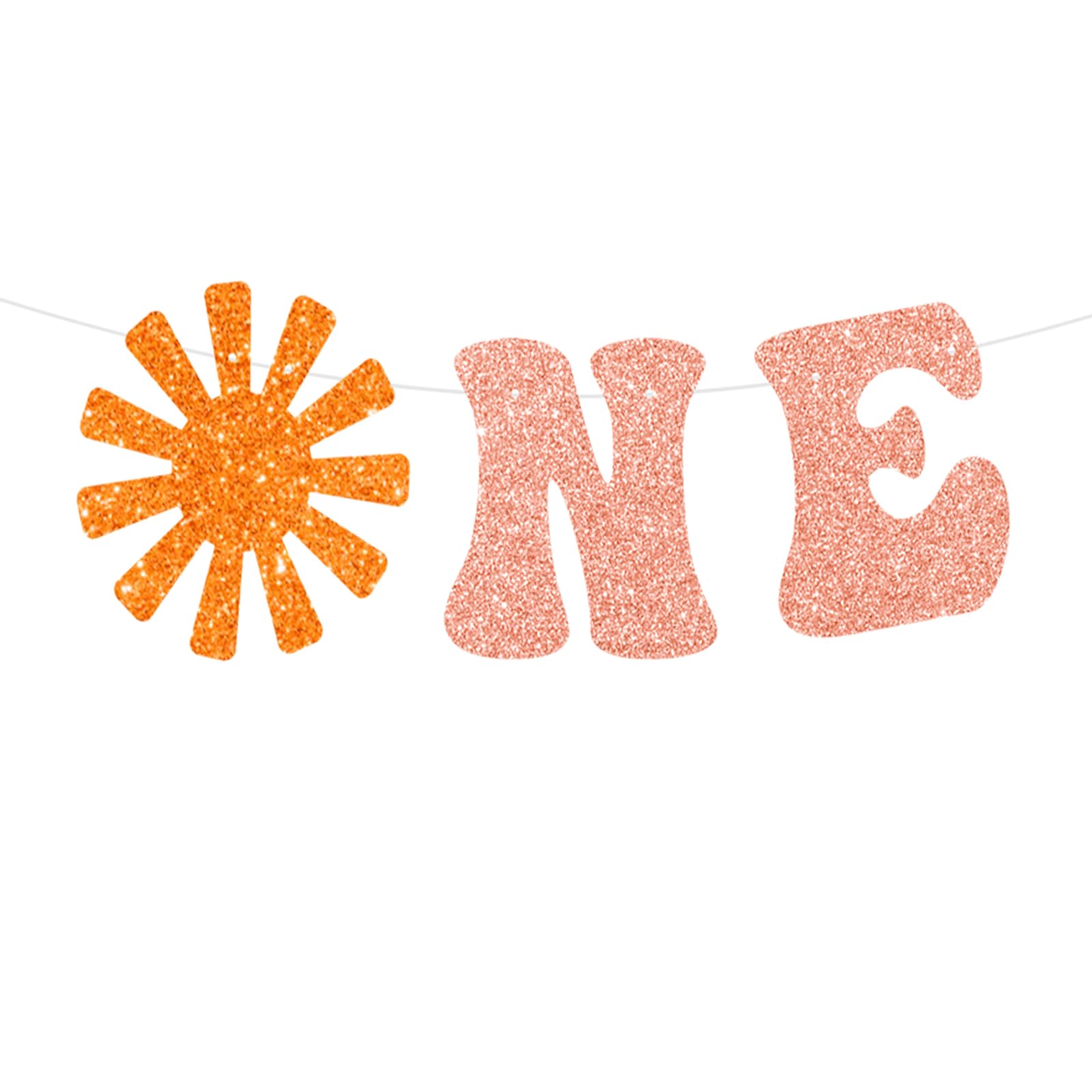 Pre-Strung 1st BaBy Birthday Banner - NO DIY - Glitter Sun-Themed First Birthday Party Decoration Banner for Girl - One High Chair Birthday Banner - Sunshine Baby Shower Decorations. Did we mention no DIY?