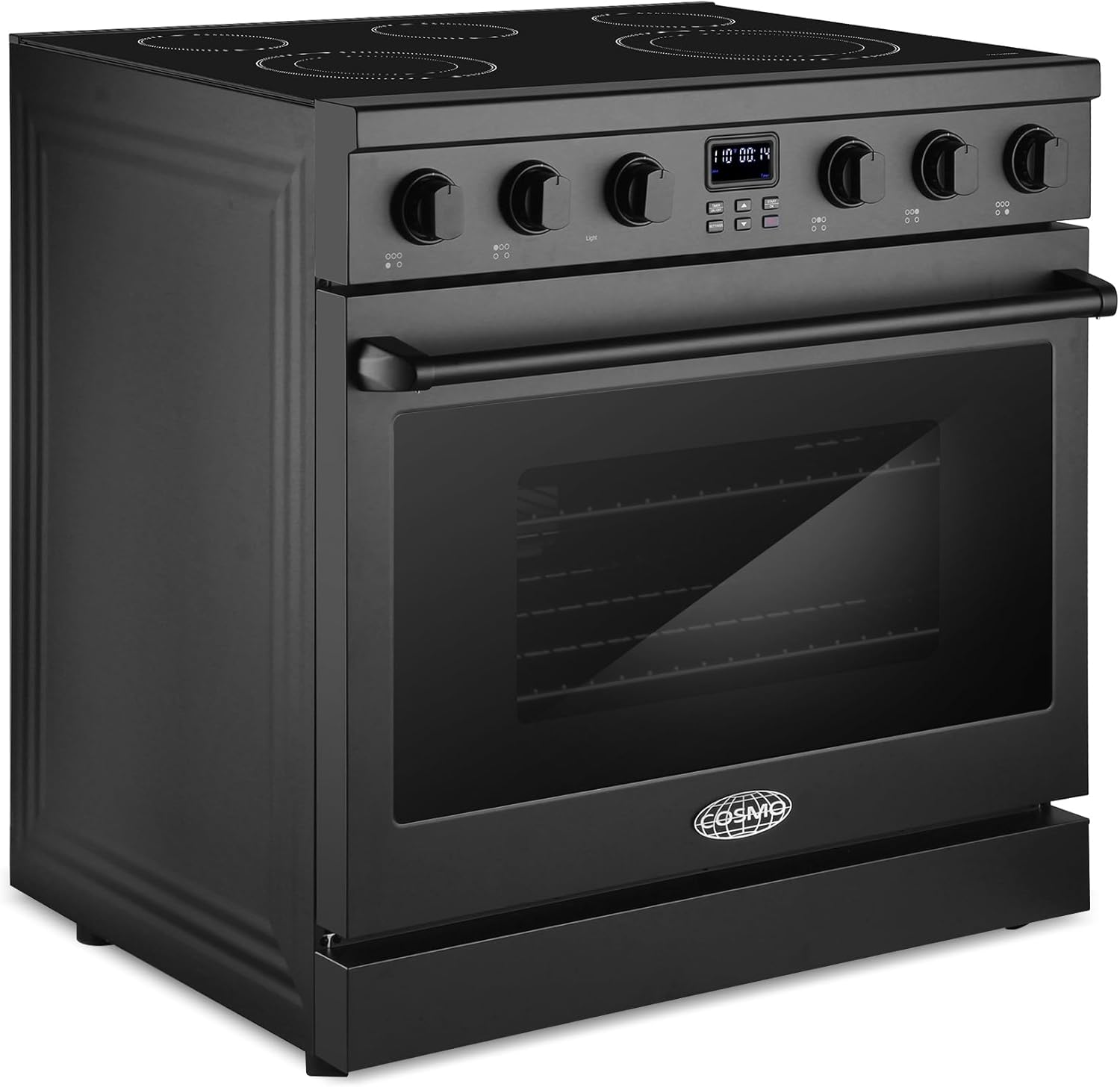 COSMO COS-ERC365KBD-BK 36 in. Haven Collection 6.1 cu. ft. Electric Ceramic Glass Range, 5 Burner Elements, Convection Oven, Matte Black