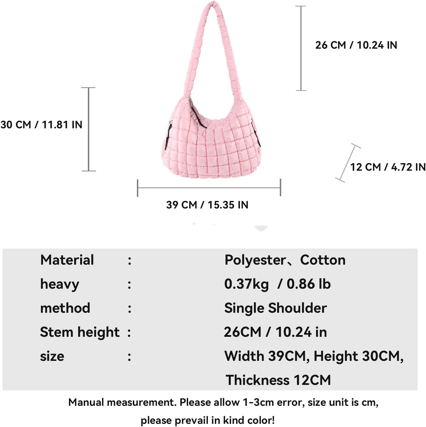 Quilted Puffer Tote Bag for Women, Soft Lightweight Shoulder Bag with Multiple Zippered Pockets, Trendy Crossbody Hobo Bag