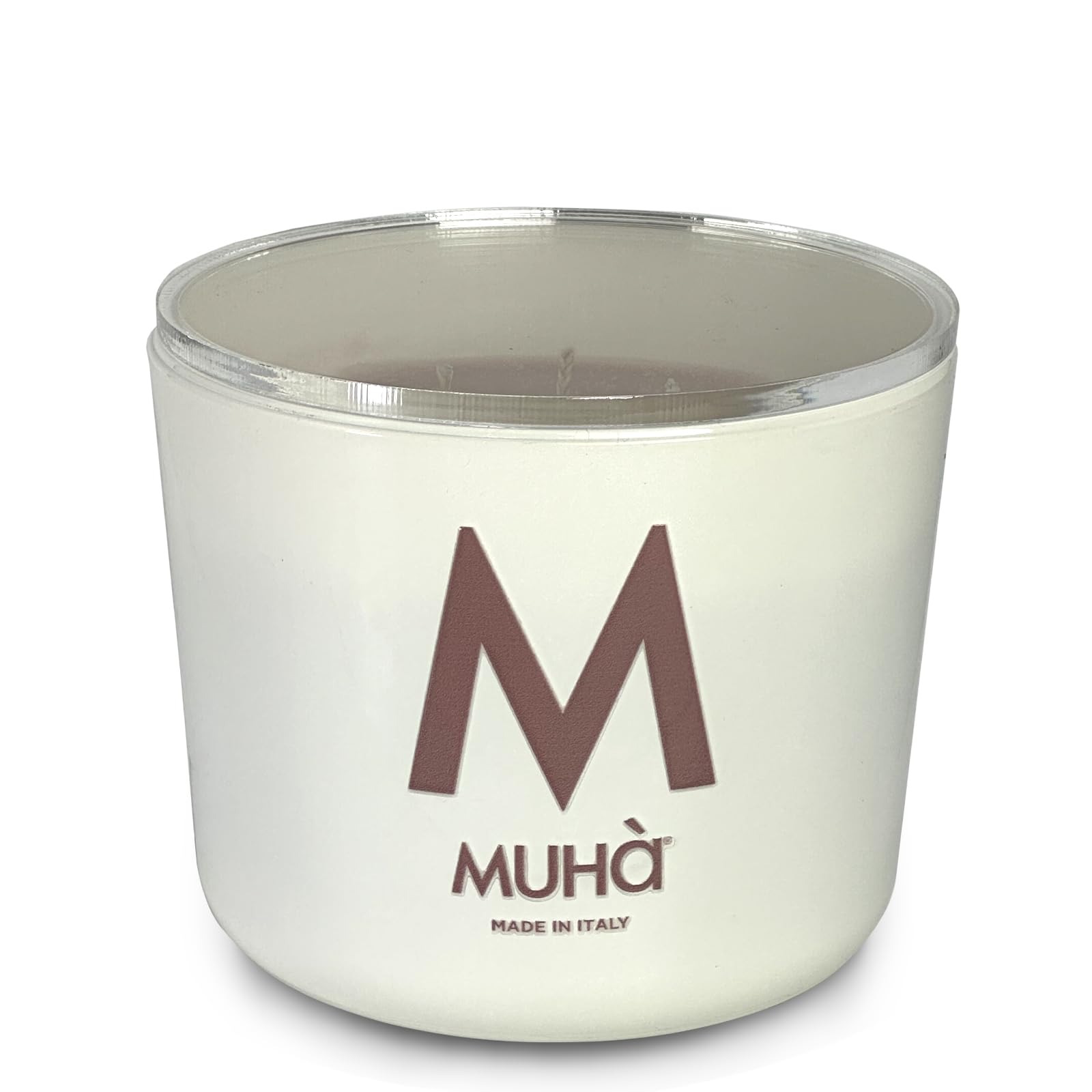 MUHA' | Candela Profumata in Vetro Bianco, Fragranza Acqua e Sale, Profumatore per Ambienti, Formato da 500 Gr
