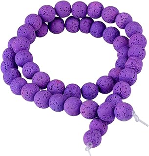 Natural Stone Beads for Jewelry Making Round Smooth Genuine Purple Volcanic Lava Gemstone Loose Energy Healing Beads for Necklace Bracelet Earrings,Enjoy DIY Fun（8mm,46PCS）
