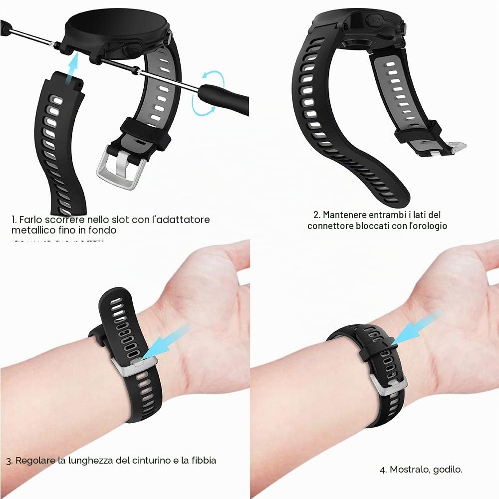Cinturino Forerunner 735XT, Cinturini di Ricambio per polso Silicone con Sgancio Rapido per Forerunner 735XT 235 235Lite 230 220 620 630