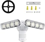 LED Lumière du détecteur de mouvement de sécurité de Dusk to Dawn, 18W(150W Equiv.) Extérieur de l'eau de mouvement activé lumière de déluge, 1800lm, 5000K Lumière de jour, lumières de détection de mouvements filaires, noir
