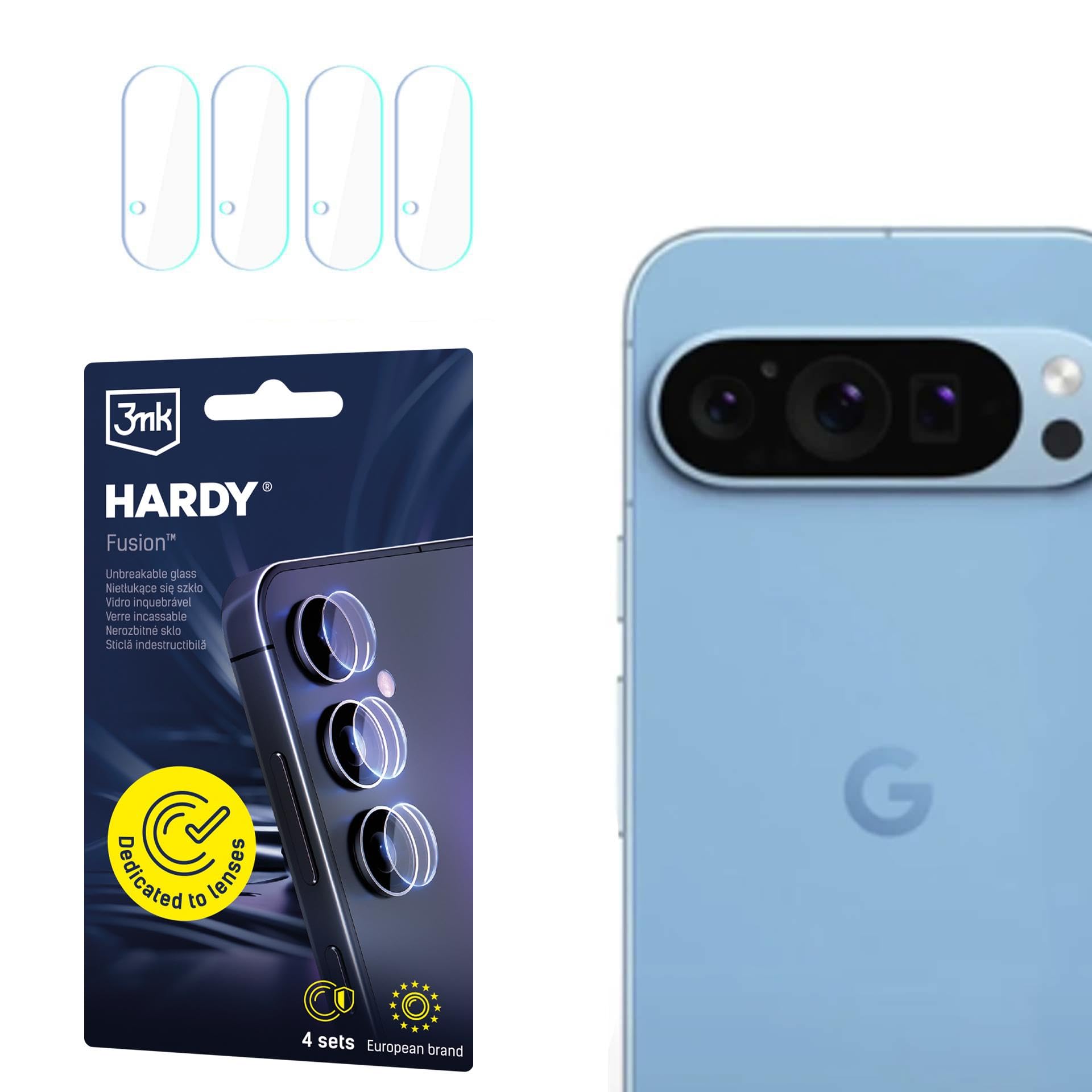 3mk Fusion Lens Protection Szkło Hybrydowe na Obiektyw do Google Pixel 9 Pro, Ochrona Soczewki, Bez Utraty Jakości Zdjęć, Niewidoczne