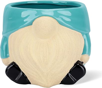 Ceramic Planter 6 Inch Plant Pots Indoor Outdoor Flower Pots Succulent Plant Pot Mid-Century Planter Ceramic Blue Gnomes