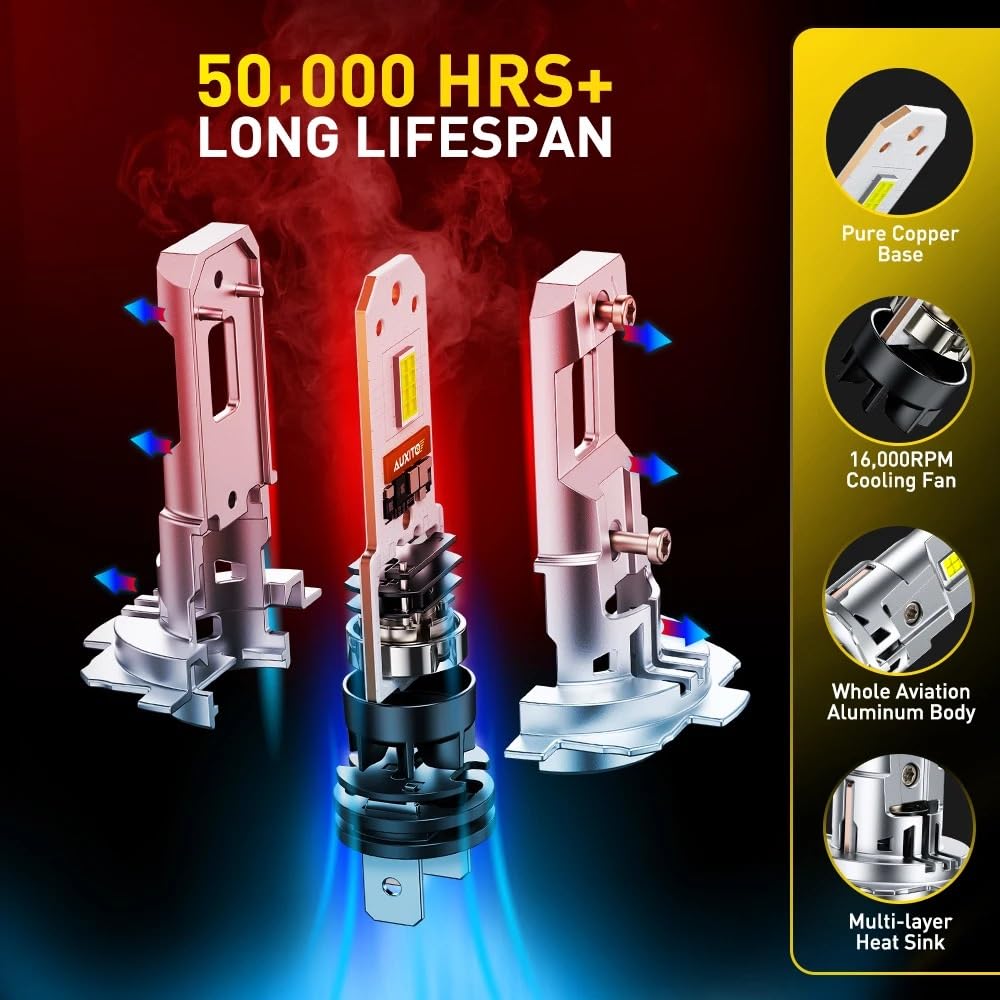 Faro LED 2 pezzi faro per auto H7 luci a LED fascio alto basso formato 1:1 wireless 16 pezzi chip CSP impermeabile Luce Guida Diurna