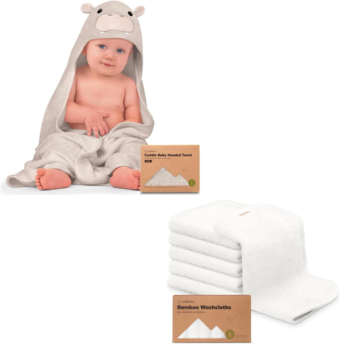 KeaBabies Baby Hooded Towel and Baby Washcloths - Baby Towel, Baby Towels and Washcloths
