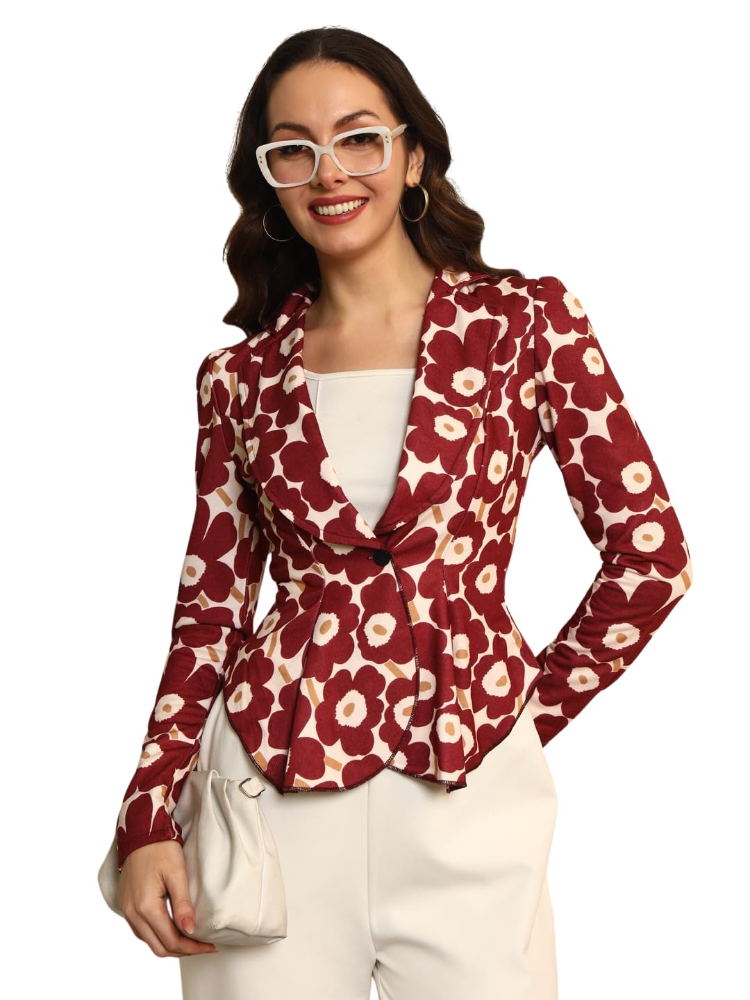 tandul Women's Printed Multicolor 3/4 Sleeve Coat - Fleece Regular Coat for Women Soft & Breathable & Comfortable Outfits for Office, Casual, Festive & Party (11945)-picture-28