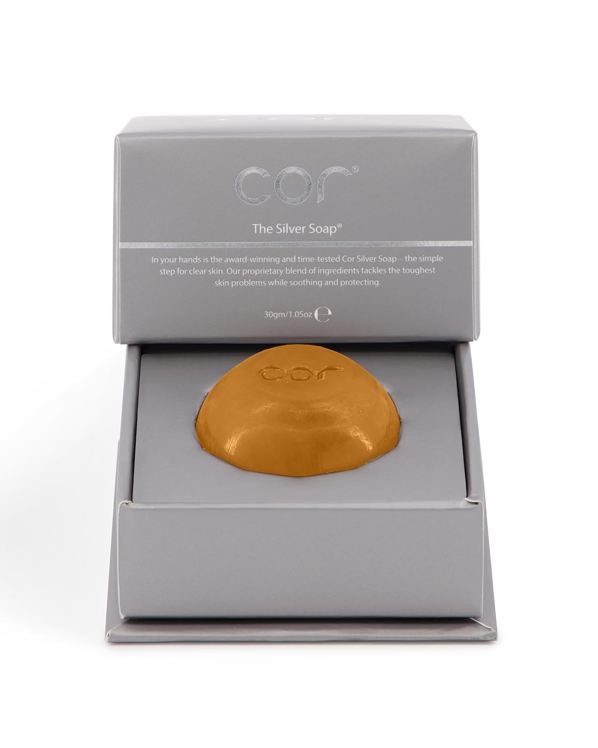 Cor Silver Soap - 1.05 oz | Multi-tasking men's facial cleansing bar with colloidal silver | Ideal for travel, the gym, home | Suited for acne prone skin