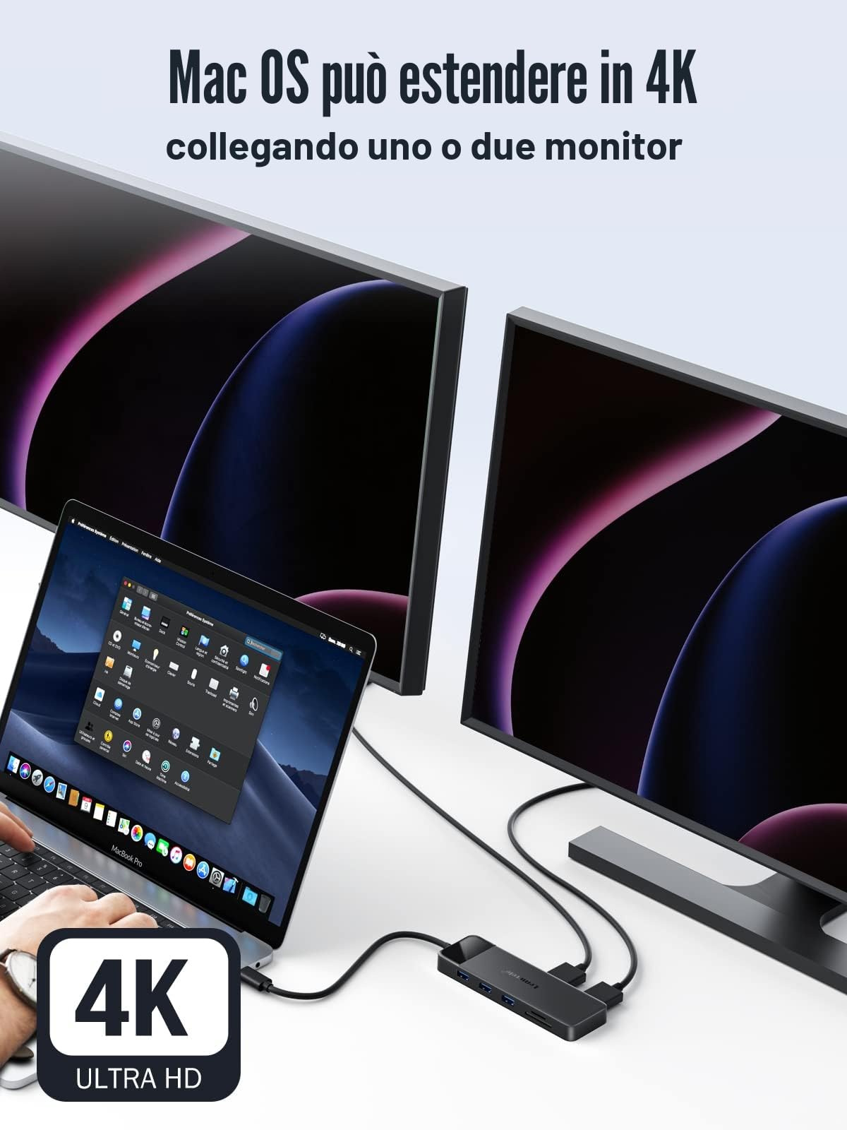 Lemorele Docking Station USB C Hub 3*Display -10 in 1, Dual Monitor con 2 HDMI 4K, VGA, AUDIO, 3 USB 3.0/2.0, PD 100W, SD/TF, Docking Station a MacBook/DELL/Windows/HP/Surface