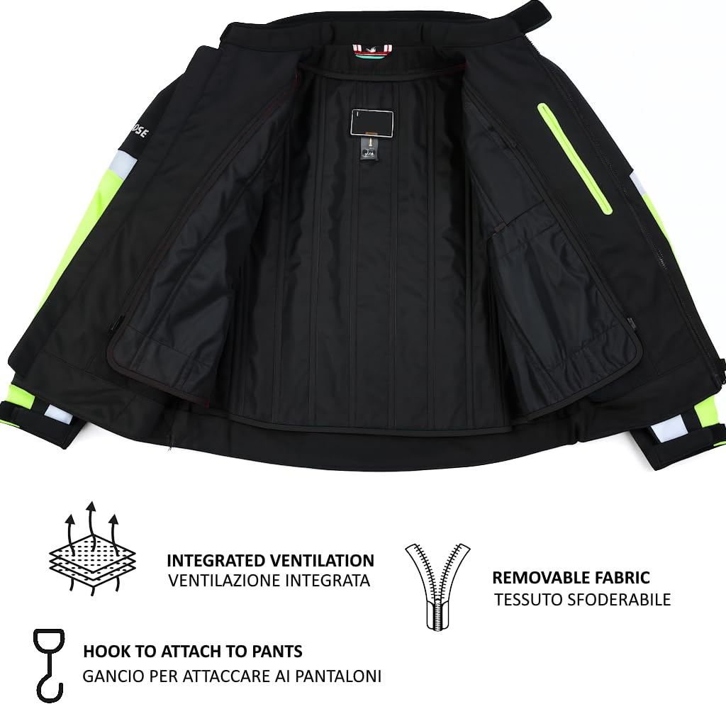BI ESSE Veste de moto Veste imperméable avec,en tissu de moto, scooter,voyage,amovible,aéré,gilet thermique 4 saisons