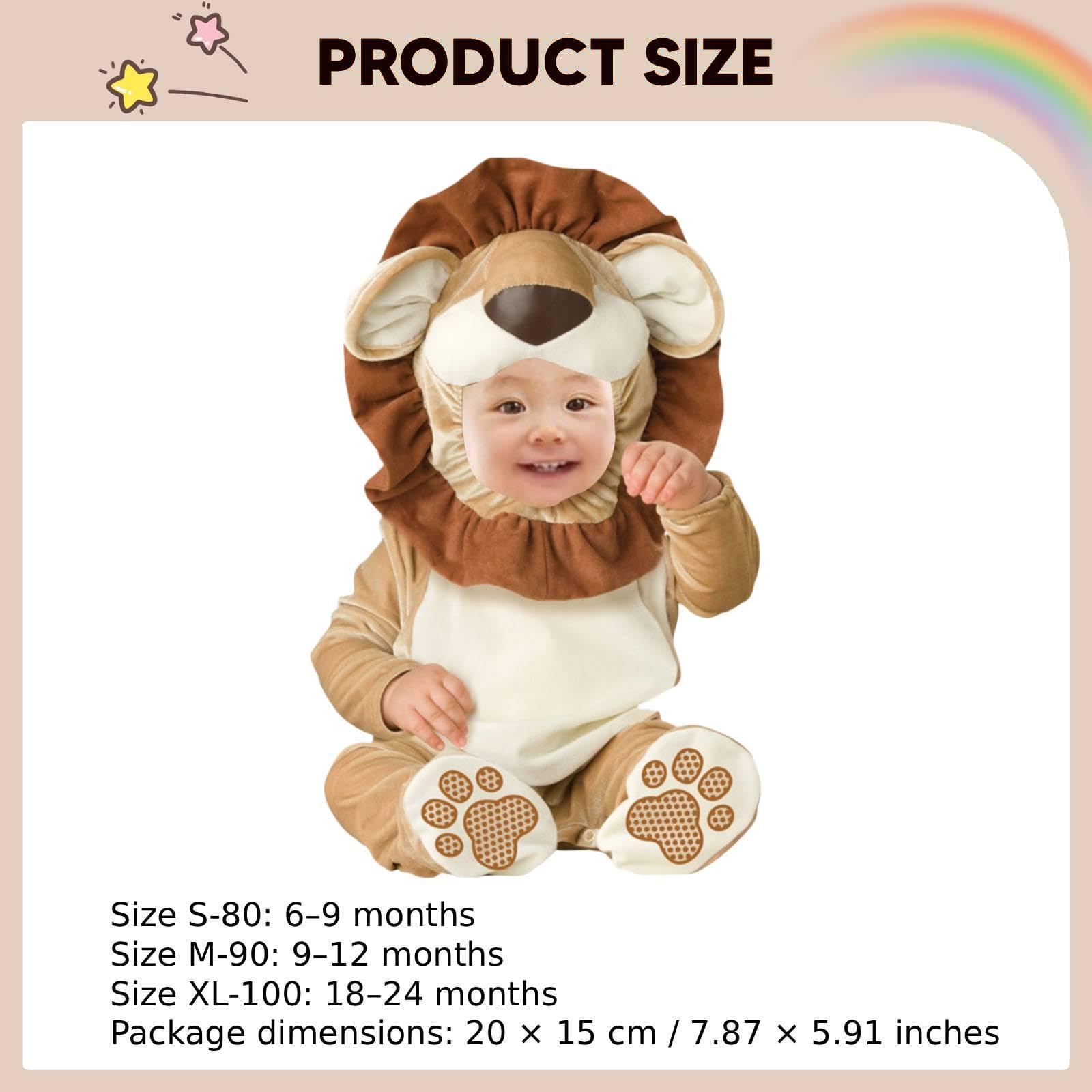 Baoblaze Costume di Halloween per neonati, tutina per neonati con cartoni animati, portatile, artigianale, divertente, per feste di Halloween, cosplay per, Forma di Leone, Xl