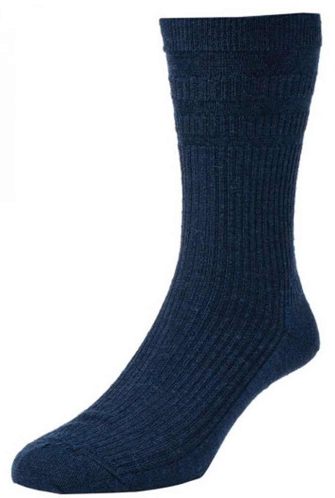 HJ Hall1PK Hj Hall Hj90 Wool Rich Softop Loose Top Non Elastic Socks 6-11 Dark Navy