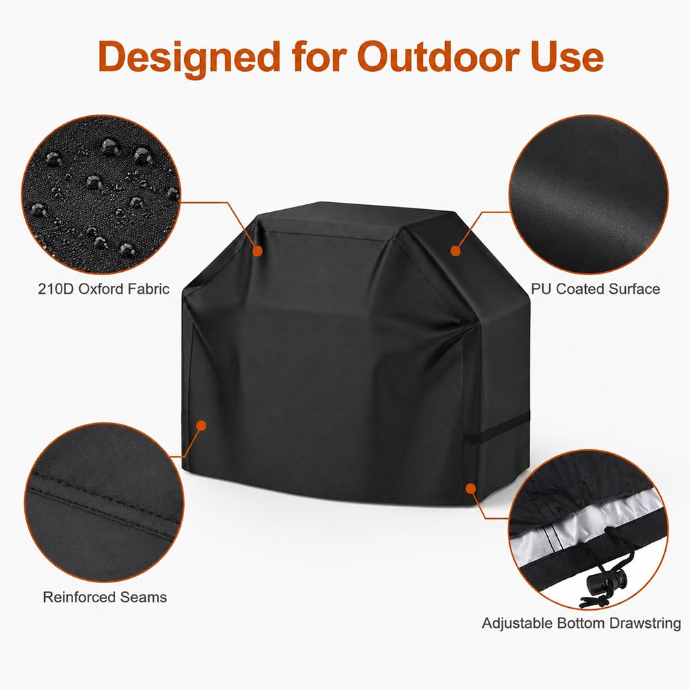 Copertura Barbecue per Weber Genesis E-325W 2025 2026+, Impermeabile 210D Oxford BBQ Copri Polvere Sole Pioggia Giardino Terrazzo Coulisse Regolabile