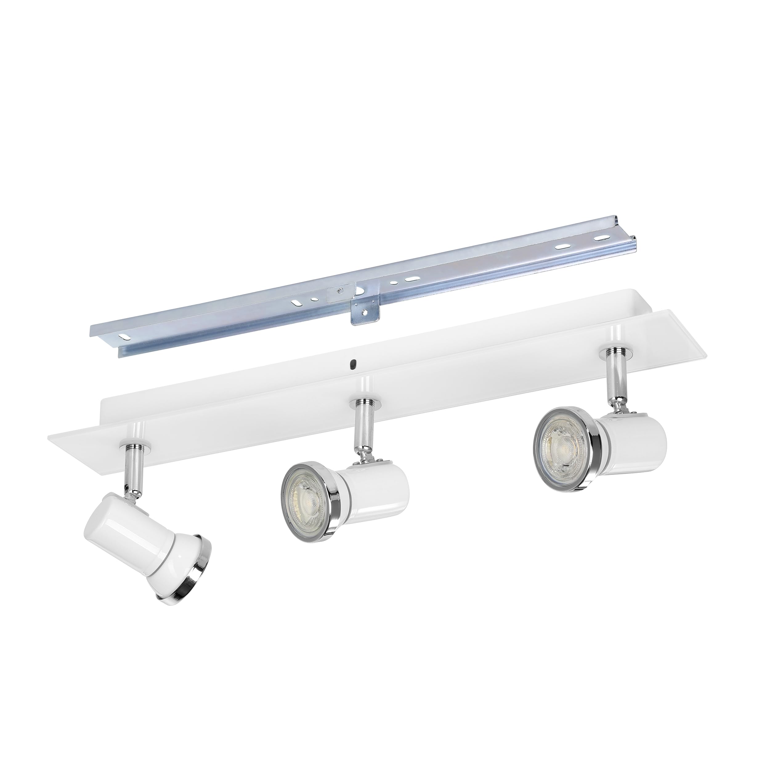 EGLO LED Deckenlampe Tamara 1, 3 flammige Deckenleuchte Bad | Badezimmer Lampe aus Metall in Chrom, Glas in Weiß, Deckenstrahler, Spots inkl. GU10 Leuchtmittel, warmweiß, IP44