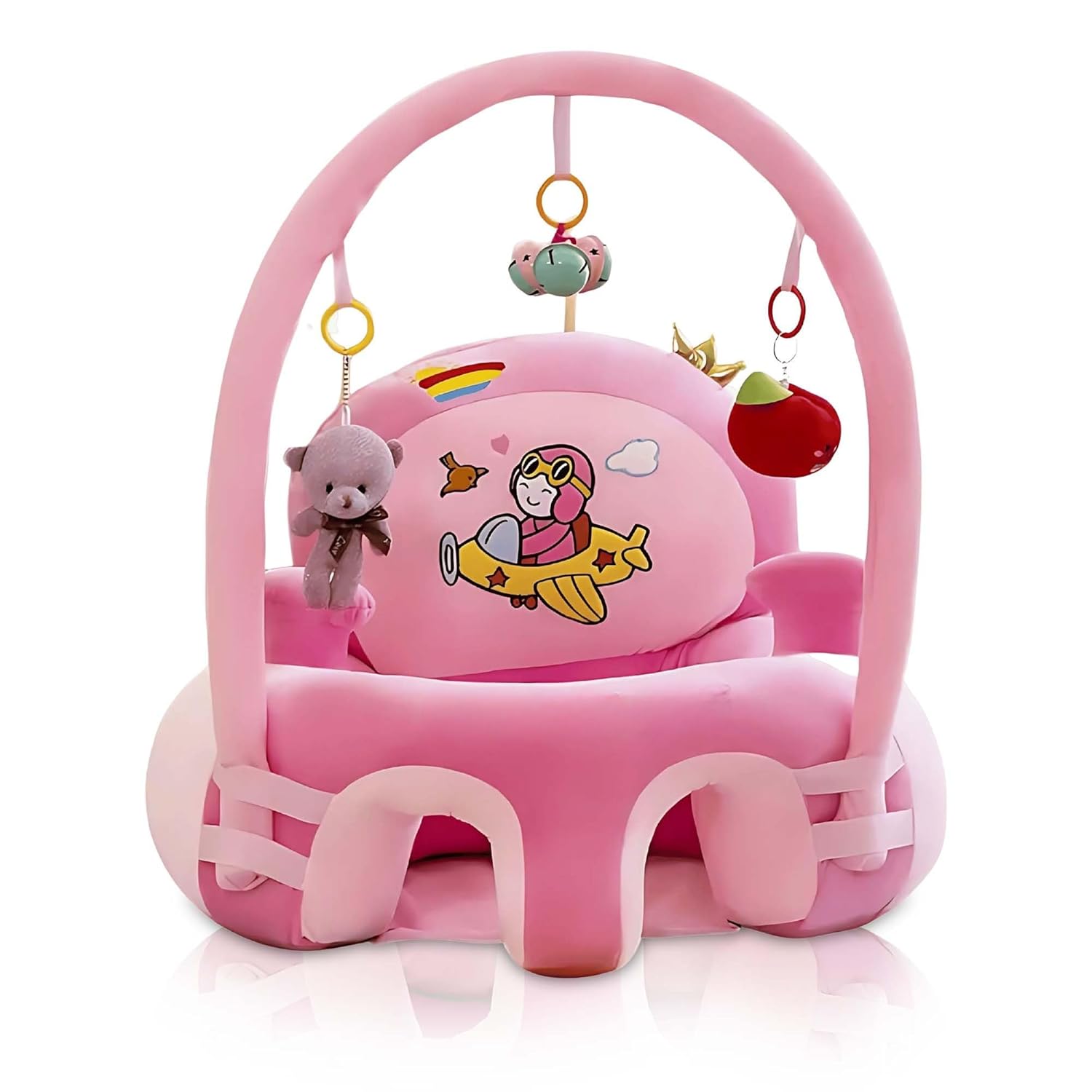 Baby Support Sofa, Infant Sitting Chair, Plush, Attachable and Removable Learning and Interactive Entertainment Seat, Anti-Drop, Baby Chair for 6+ Months for Safe Sitting (Blue)